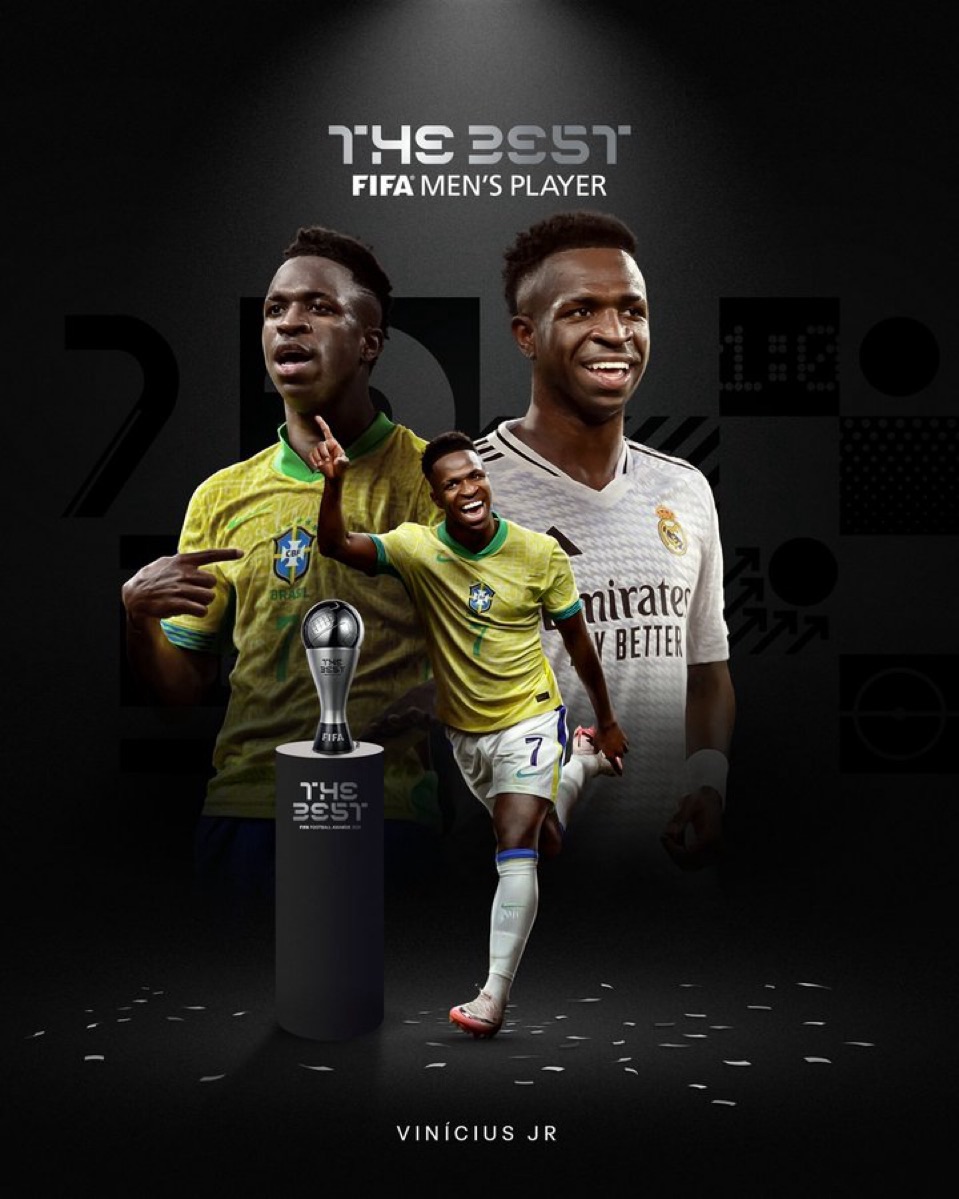 Vinicius Junior é eleito o melhor jogador do mundo pela FIFA