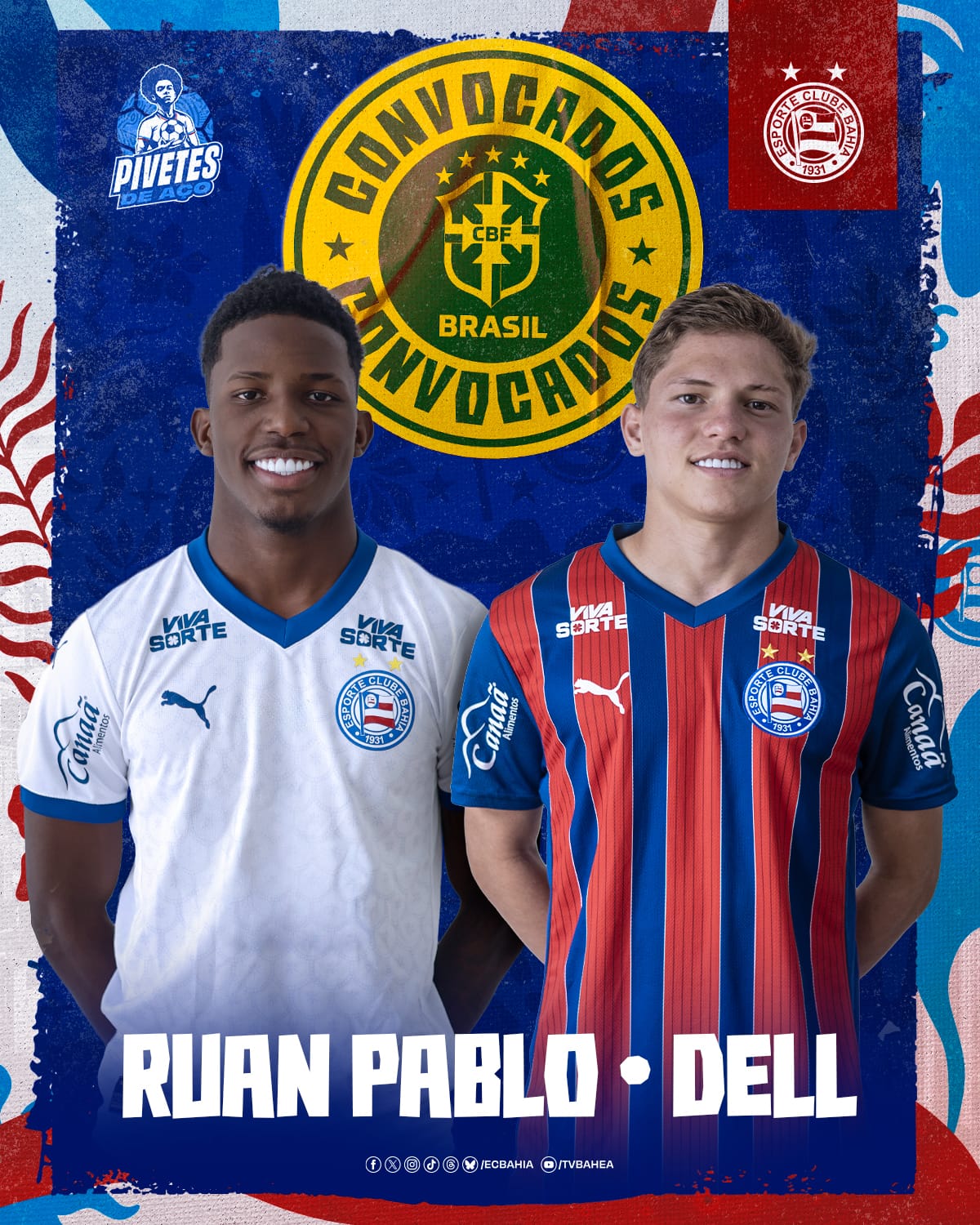Sub-17: Ruan Pablo e Dell do Bahia convocados para amistosos Pré-Mundial