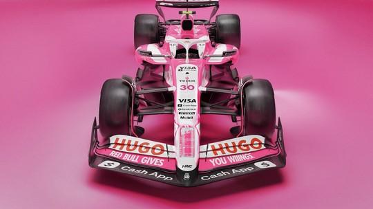 F1: Alpha Tauri com carro rosa em Miami